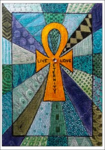 Ankh Zentangle - Coloured